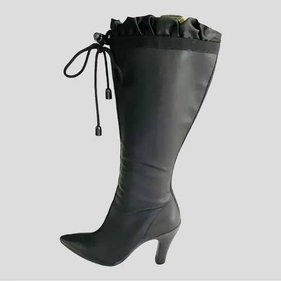 COLE HAAN G SERIES TALL Ruffle Black Rain-boots Size 8.5B