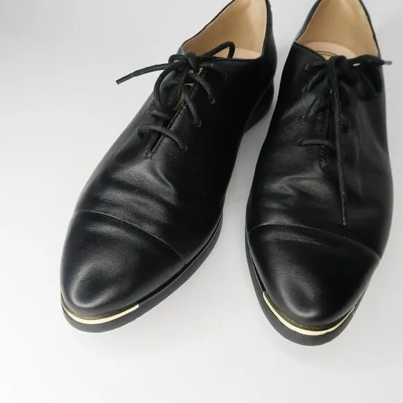Cole Haan Grand Ambition Leather Size 9 B Lace Up Sneakers Black Oxford Shoes
