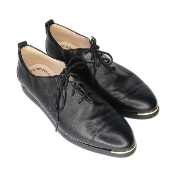 Cole Haan Grand Ambition Leather Size 9 B Lace Up Sneakers Black Oxford Shoes