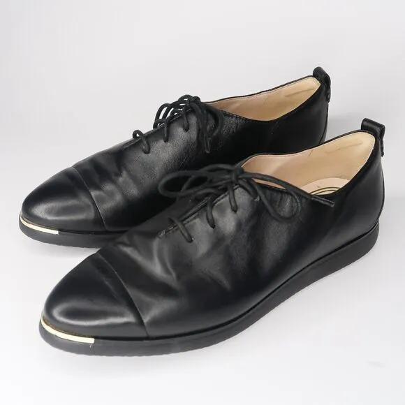 Cole Haan Grand Ambition Leather Size 9 B Lace Up Sneakers Black Oxford Shoes