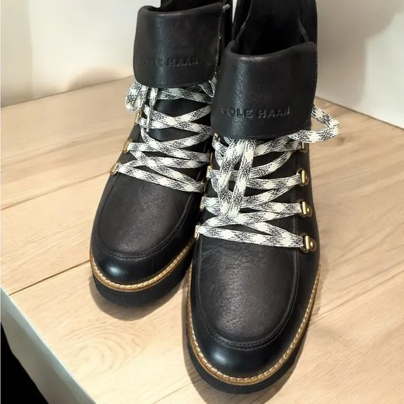 Cole Haan Grand.OS Waterproof Leather Wedge Hiker Boots – Size 9
