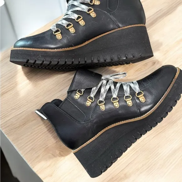 Cole Haan Grand.OS Waterproof Leather Wedge Hiker Boots – Size 9