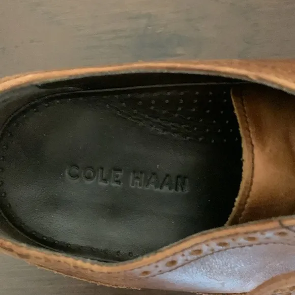 COLE HAAN LEATHER SHOES WING TIP BROWN CHESTNUT SIZE 8.5