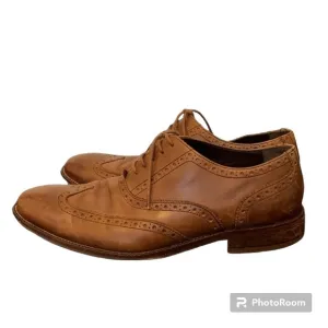 COLE HAAN LEATHER SHOES WING TIP BROWN CHESTNUT SIZE 8.5