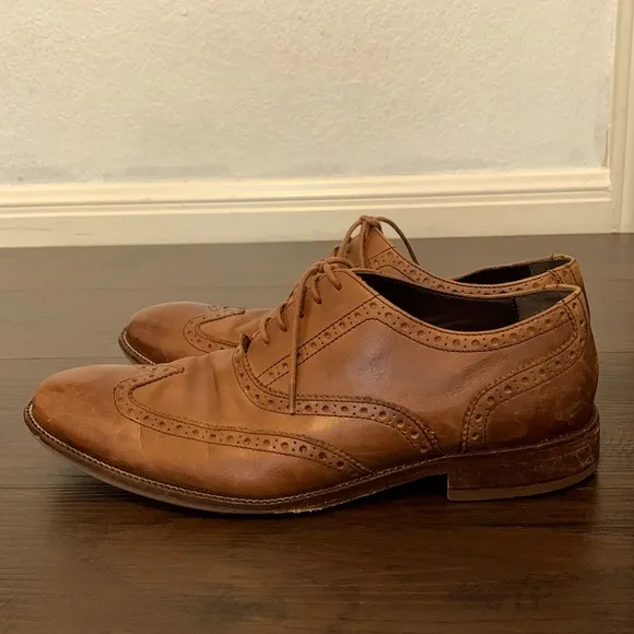 COLE HAAN LEATHER SHOES WING TIP BROWN CHESTNUT SIZE 8.5