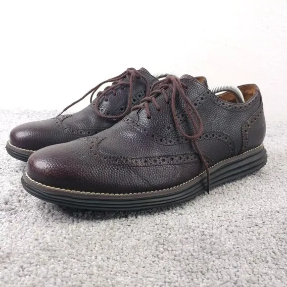 Cole Haan LunarGrand Mens Size 11.5 Shoes Brown Leather Wingtip Oxford Lace Up