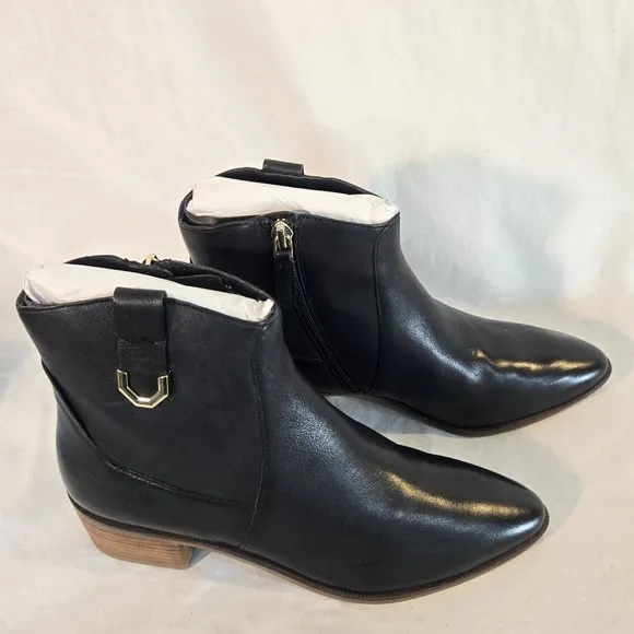 Cole Haan Maci Women's 7 Black Leather Ankle Boots Bootie New