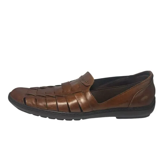 COLE HAAN Mens Bragano Woven Leather  Loafer Shoes Sz 10 M Resort Brown