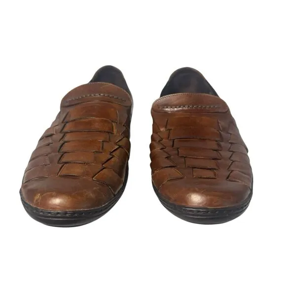 COLE HAAN Mens Bragano Woven Leather  Loafer Shoes Sz 10 M Resort Brown