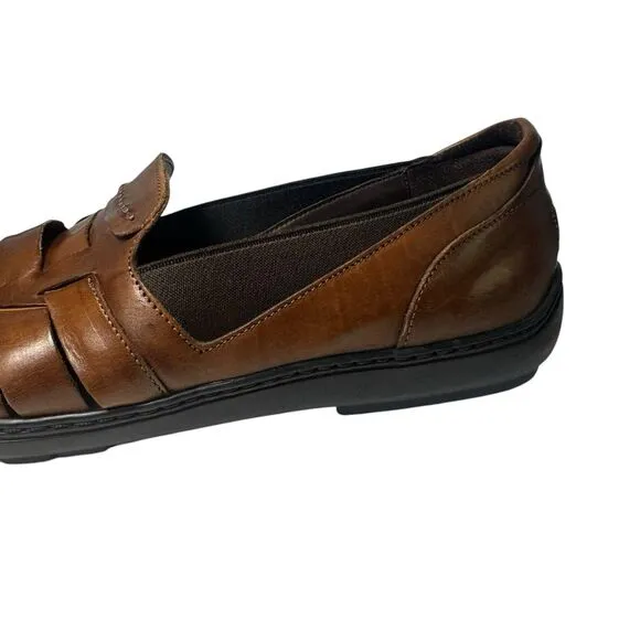 COLE HAAN Mens Bragano Woven Leather  Loafer Shoes Sz 10 M Resort Brown