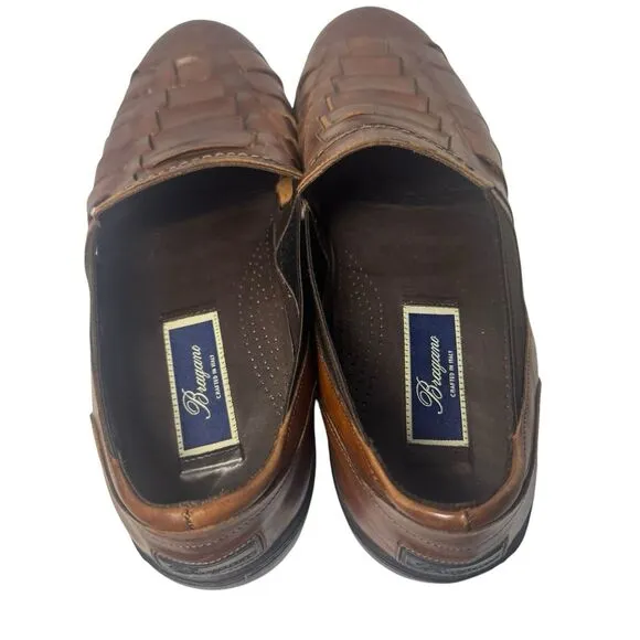 COLE HAAN Mens Bragano Woven Leather  Loafer Shoes Sz 10 M Resort Brown