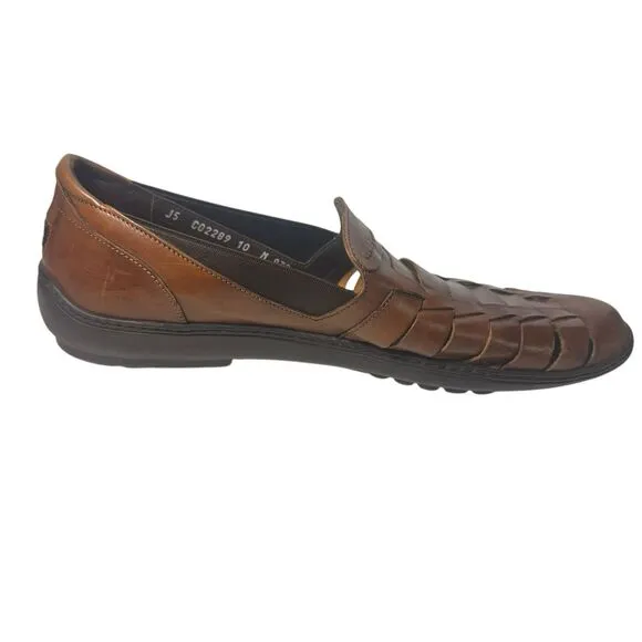 COLE HAAN Mens Bragano Woven Leather  Loafer Shoes Sz 10 M Resort Brown