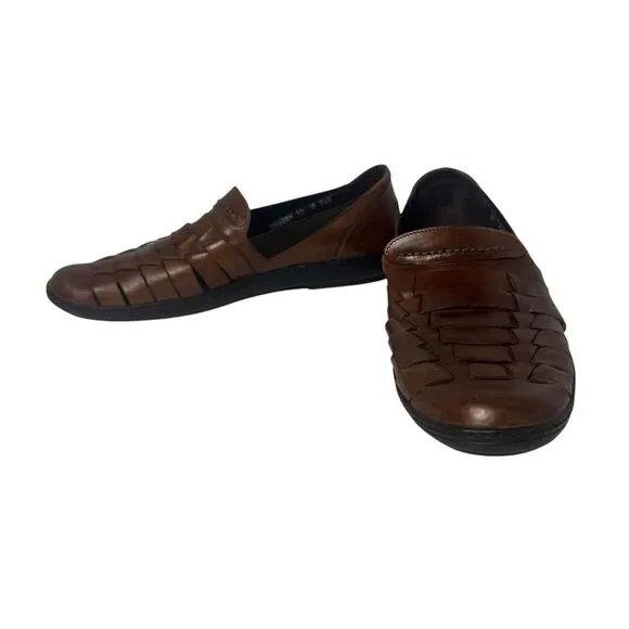 COLE HAAN Mens Bragano Woven Leather  Loafer Shoes Sz 10 M Resort Brown