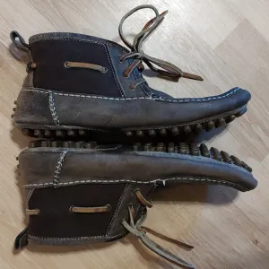 Cole Haan Nike Air Men's Two-Toned Brown Leather Lace-Up Moccasin Boots Size 9½