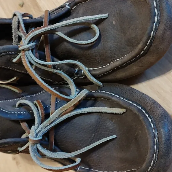 Cole Haan Nike Air Men's Two-Toned Brown Leather Lace-Up Moccasin Boots Size 9½