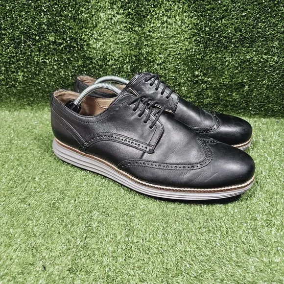 Cole Haan Original Grand Black Leather Wingtip Oxford Shoes C26470 Mens 10.5