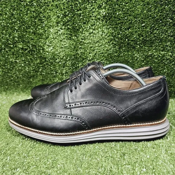 Cole Haan Original Grand Black Leather Wingtip Oxford Shoes C26470 Mens 10.5