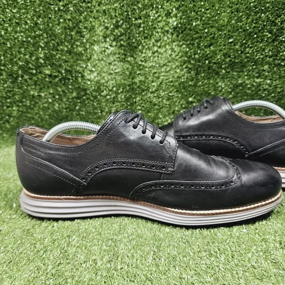 Cole Haan Original Grand Black Leather Wingtip Oxford Shoes C26470 Mens 10.5