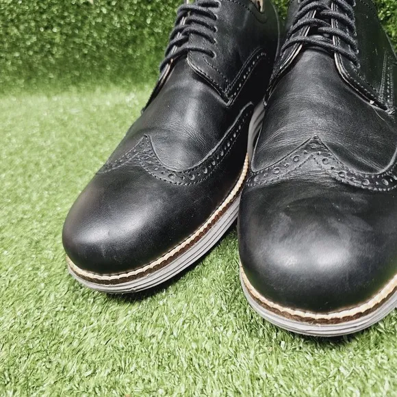 Cole Haan Original Grand Black Leather Wingtip Oxford Shoes C26470 Mens 10.5
