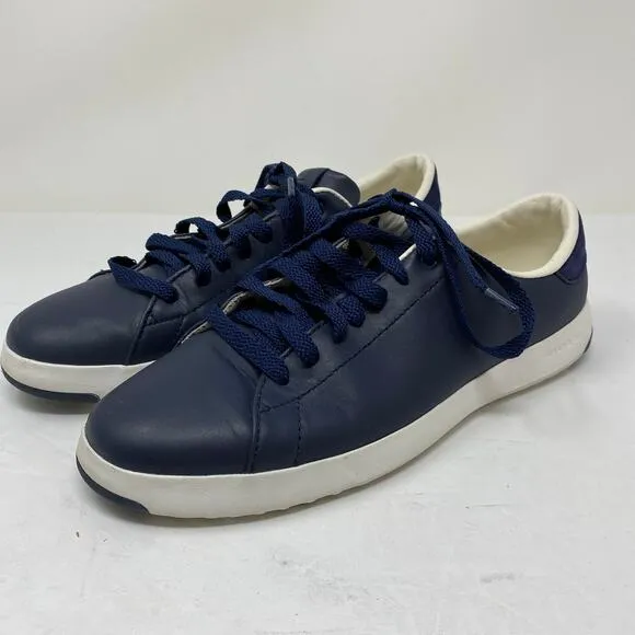 Cole Haan Womens Size 9.5 Granpro Tennis Shoe Blue Leather Low Top Lace Up