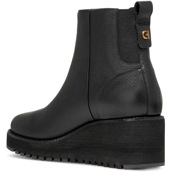 Cole Haan Womens ZG City  Black Leather Ankle Stretch Booties Shoes New