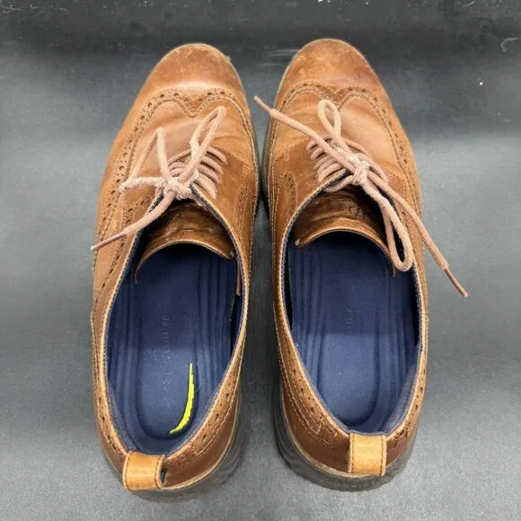Cole Haan Zerogrand Wingtip Oxford Mens Size 13M British Tan Leather C26385 EUC