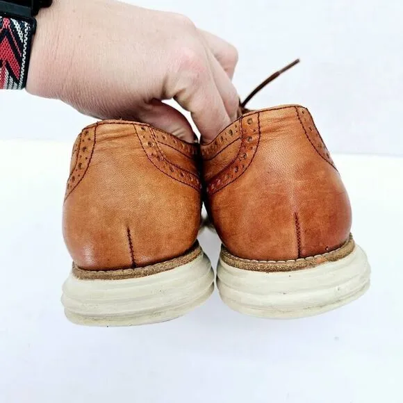 Cole Haan Men's Lunargrand Oxford Wingtip Shoes Tan 8.5