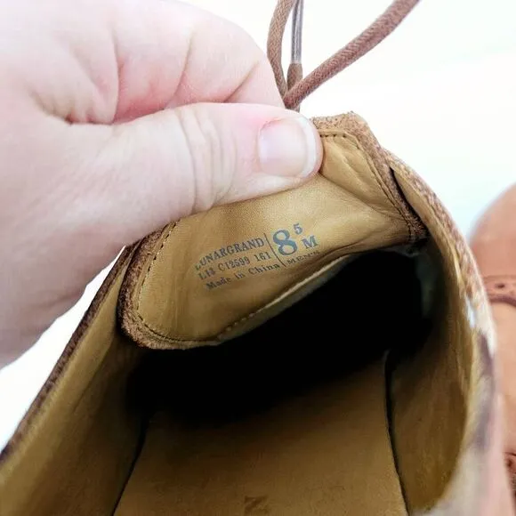 Cole Haan Men's Lunargrand Oxford Wingtip Shoes Tan 8.5