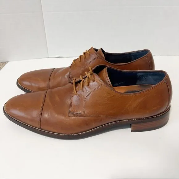Cole Haan Men's Lenox Hill Cap Toe Leather Light Brown Oxford Shoes Size 13