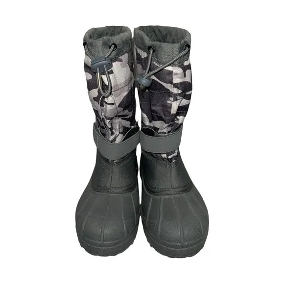 Columbia Gray Camouflage Camo Insulated Snow Ski Winter Boots Boys 5 Barely Worn