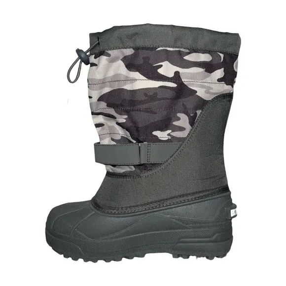 Columbia Gray Camouflage Camo Insulated Snow Ski Winter Boots Boys 5 Barely Worn
