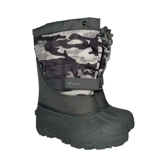 Columbia Gray Camouflage Camo Insulated Snow Ski Winter Boots Boys 5 Barely Worn