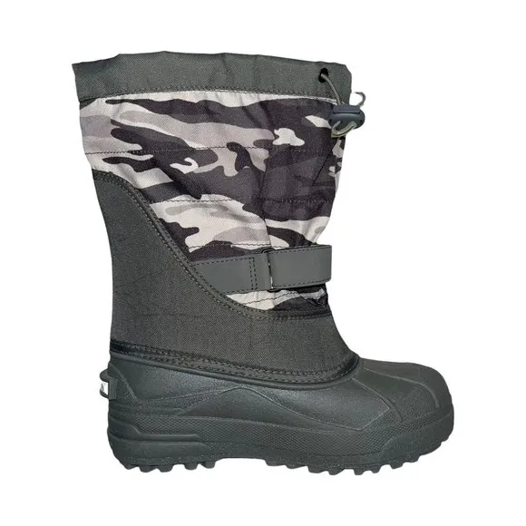 Columbia Gray Camouflage Camo Insulated Snow Ski Winter Boots Boys 5 Barely Worn