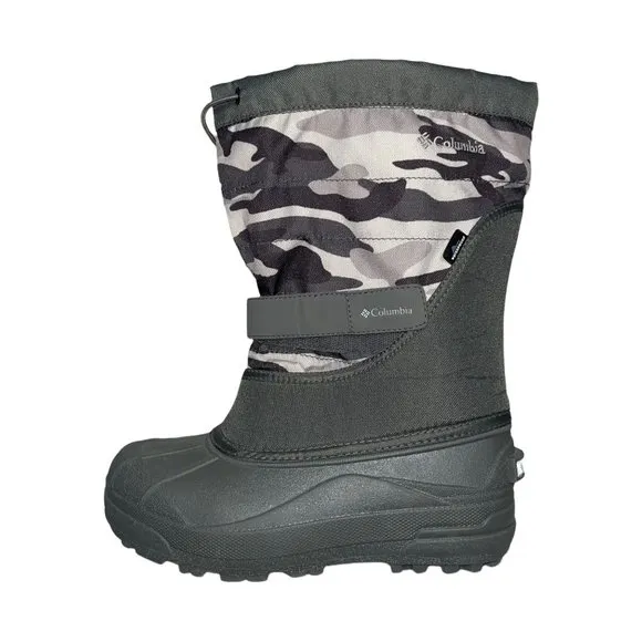 Columbia Gray Camouflage Camo Insulated Snow Ski Winter Boots Boys 5 Barely Worn