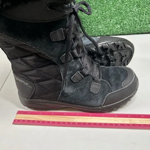 Columbia Ice Maiden II Boots‎ Womens 7 M Black Leather Snow Winter Warm Outdoor