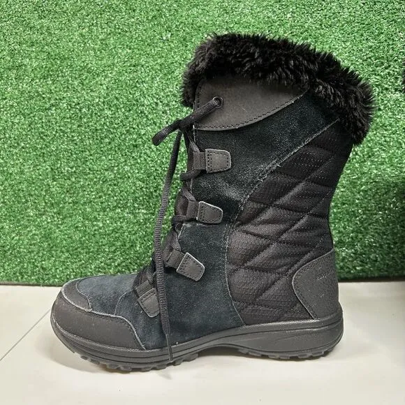 Columbia Ice Maiden II Boots‎ Womens 7 M Black Leather Snow Winter Warm Outdoor