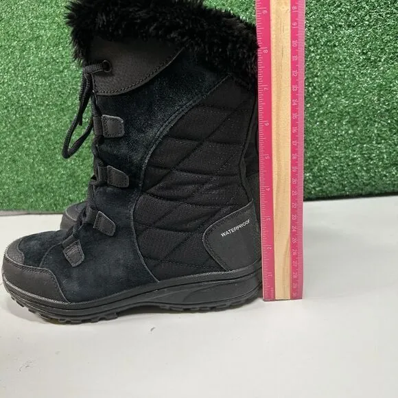 Columbia Ice Maiden II Boots‎ Womens 7 M Black Leather Snow Winter Warm Outdoor