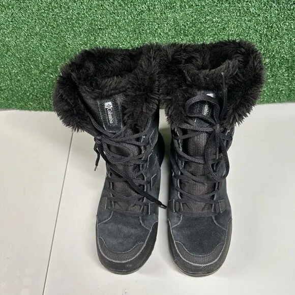Columbia Ice Maiden II Boots‎ Womens 7 M Black Leather Snow Winter Warm Outdoor