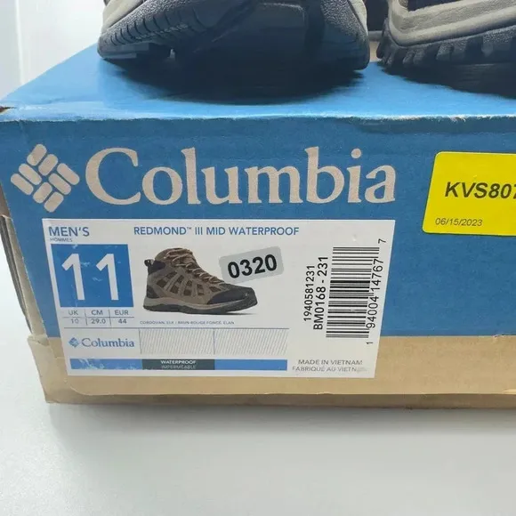 Columbia Mens Redmond III Mid Hiking Boots Walking Shoe Waterproof Brown Size 11