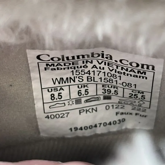 Columbia Womens Ice Maiden II Snow Boot Gray Size 8.5 New