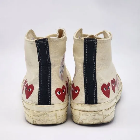 Comme Des Garcons Play Converse Multi Heart High Top Sneakers Men's Size 7