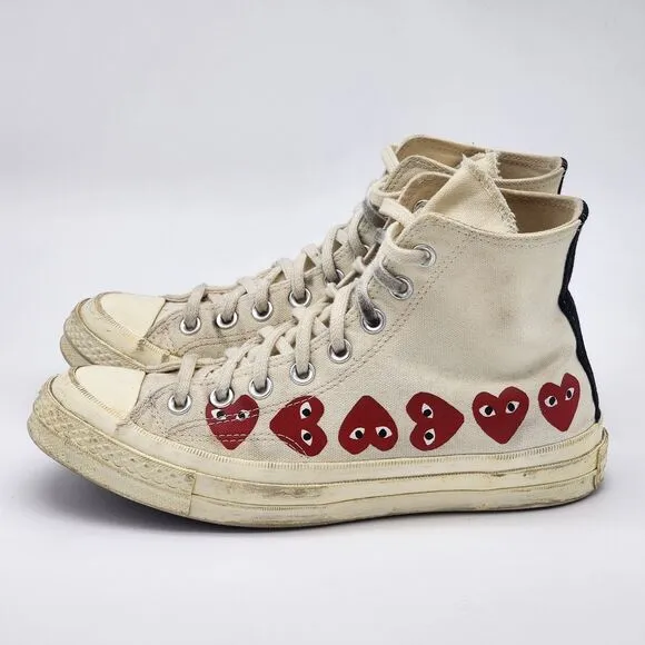 Comme Des Garcons Play Converse Multi Heart High Top Sneakers Men's Size 7