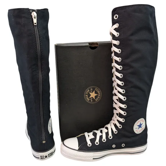Converse 2012 OG XXHI Knee High Black White Canvas Sneaker Boot Womens 7.5 NEW