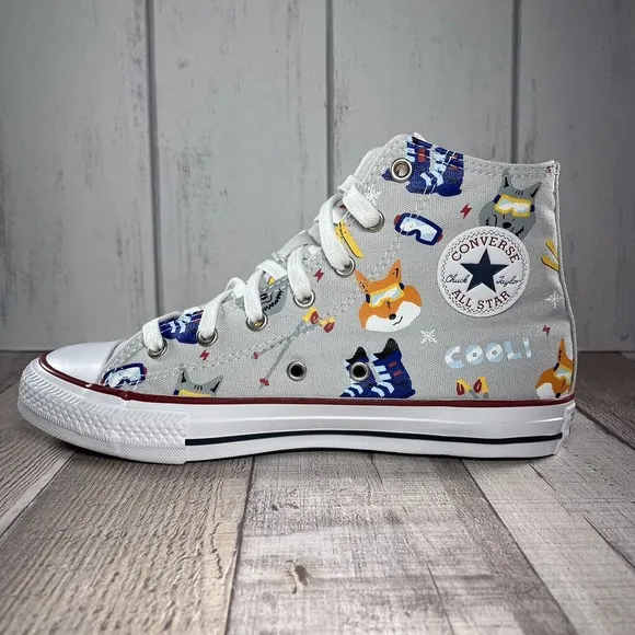 Converse Chuck Taylor All Star High GS Wolf Pack Mouse Garnet Size 5 672913F