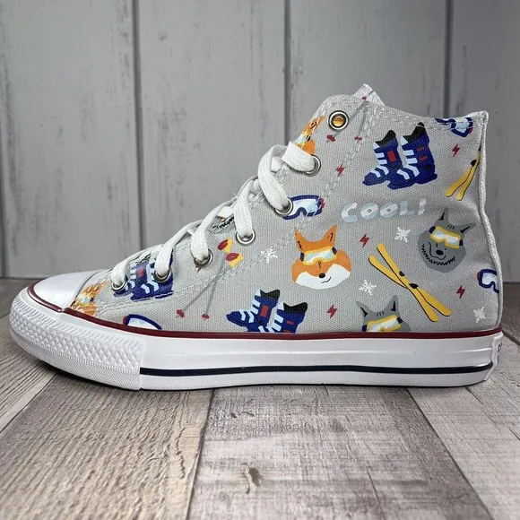 Converse Chuck Taylor All Star High GS Wolf Pack Mouse Garnet Size 5 672913F
