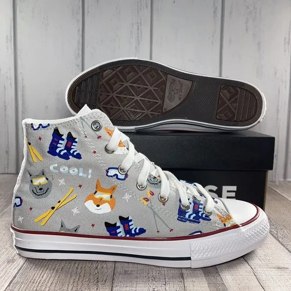Converse Chuck Taylor All Star High GS Wolf Pack Mouse Garnet Size 5 672913F