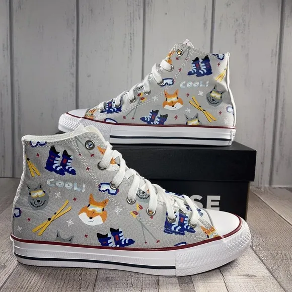 Converse Chuck Taylor All Star High GS Wolf Pack Mouse Garnet Size 5 672913F