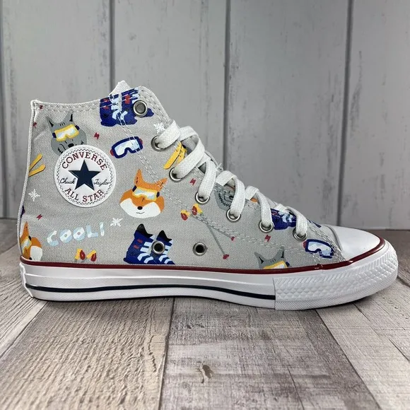 Converse Chuck Taylor All Star High GS Wolf Pack Mouse Garnet Size 5 672913F