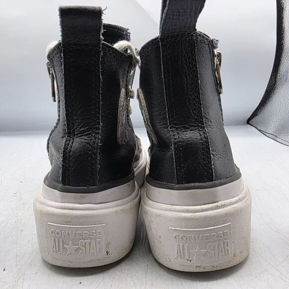 Converse Chuck Taylor All Star Lugged Lift Kids Size 1.5 Black White Shoes Zip