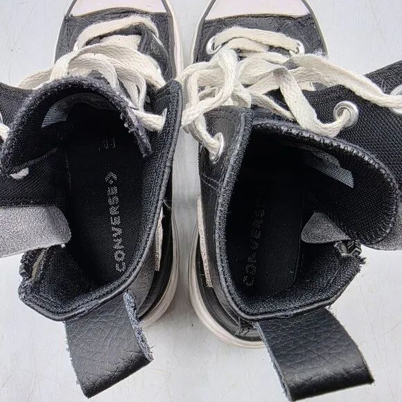 Converse Chuck Taylor All Star Lugged Lift Kids Size 1.5 Black White Shoes Zip